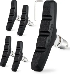 2 Pairs Bike Brake Pad Set - Professional Mountain and Road Bicycle 70mm V-Brake Pads - Bike Brake Blocks Kit with Hex Nut and Shims - No Noise No Skid - Black