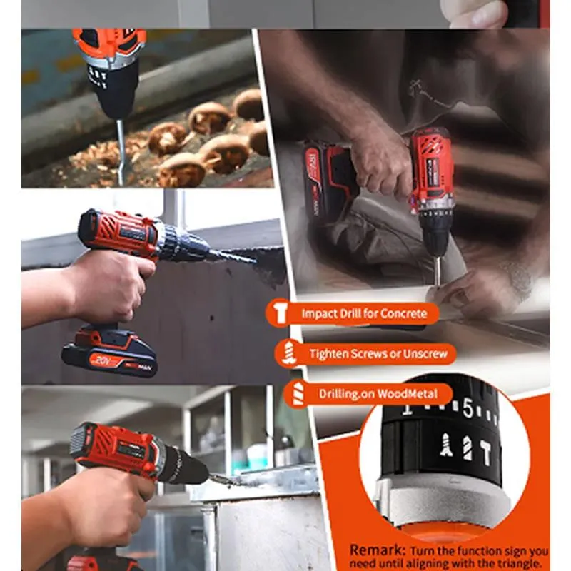 20V Cordless Screwdriver Tool Drill Machine Js015-004
