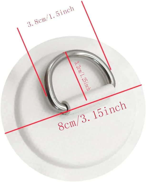 4 Pieces White Pad/Patch D Rings for PVC