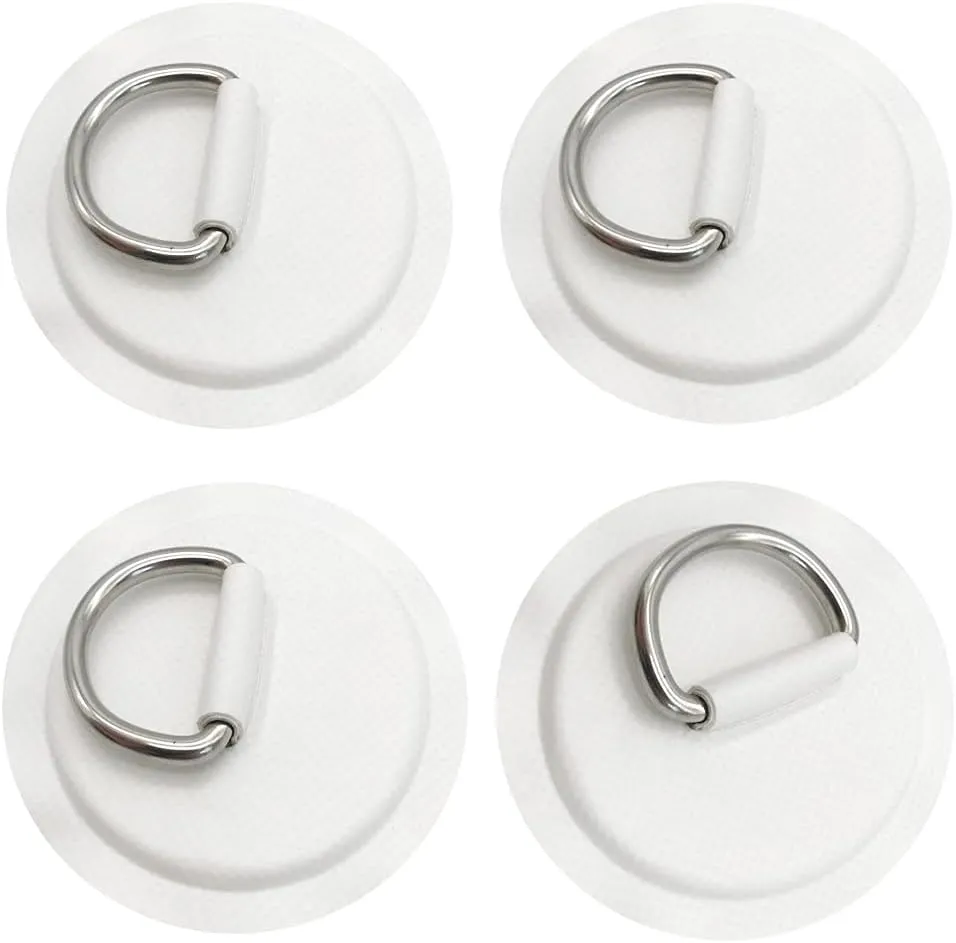 4 Pieces White Pad/Patch D Rings for PVC