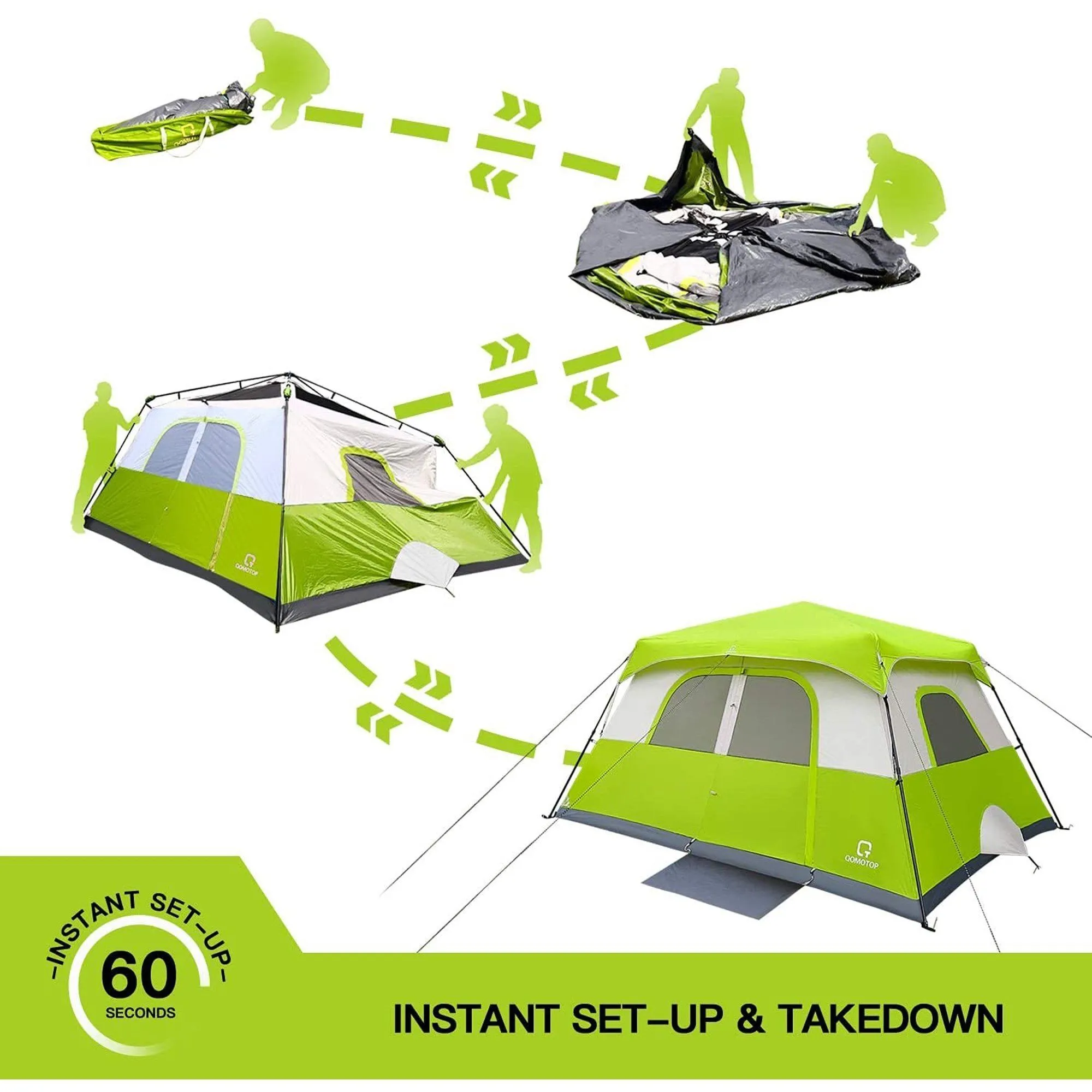 8 Person Camping Tent, 60 Seconds Set up Waterproof Tent