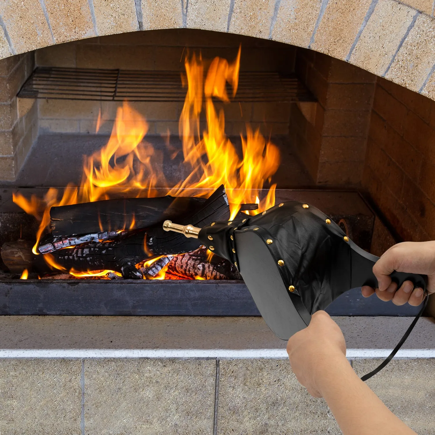 Amagabeli Fireplace Bellows 15.5"x 7" Large Wood Air Blower Outdoor Model Number BG297