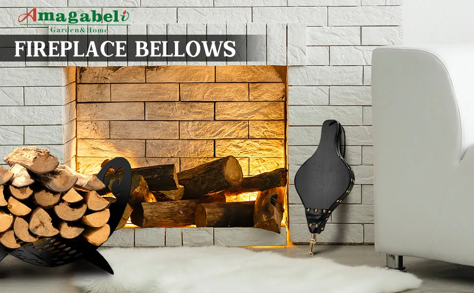 Amagabeli Fireplace Bellows 15.5"x 7" Large Wood Air Blower Outdoor Model Number BG297