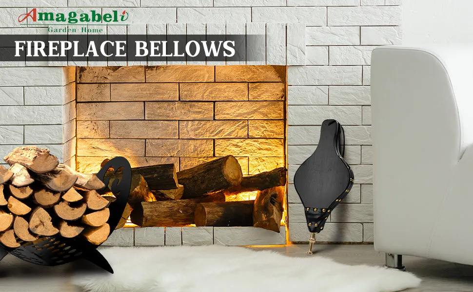 Amagabeli Fireplace Bellows 15.5"x 7" Large Wood Air Blower Outdoor Model Number BG297