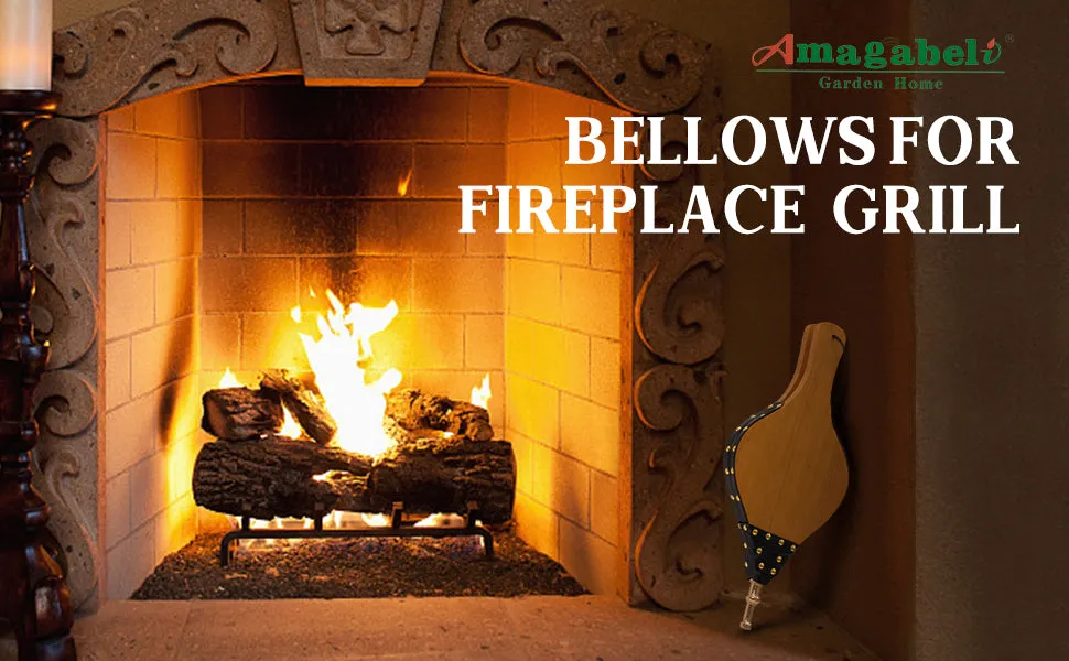 Amagabeli Fireplace Bellows 17"x 7.5" Large Wood Air Blower Outdoor Model Number BG296