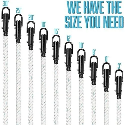 Crown Sporting Goods 20' Thick 1.5" White Poly DAC Gym Climbing Rope