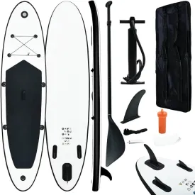 Enjoy Stability with Inflatable Stand Up Paddle Board Set, Puncture-Proof Construction with Accessories, Black and White