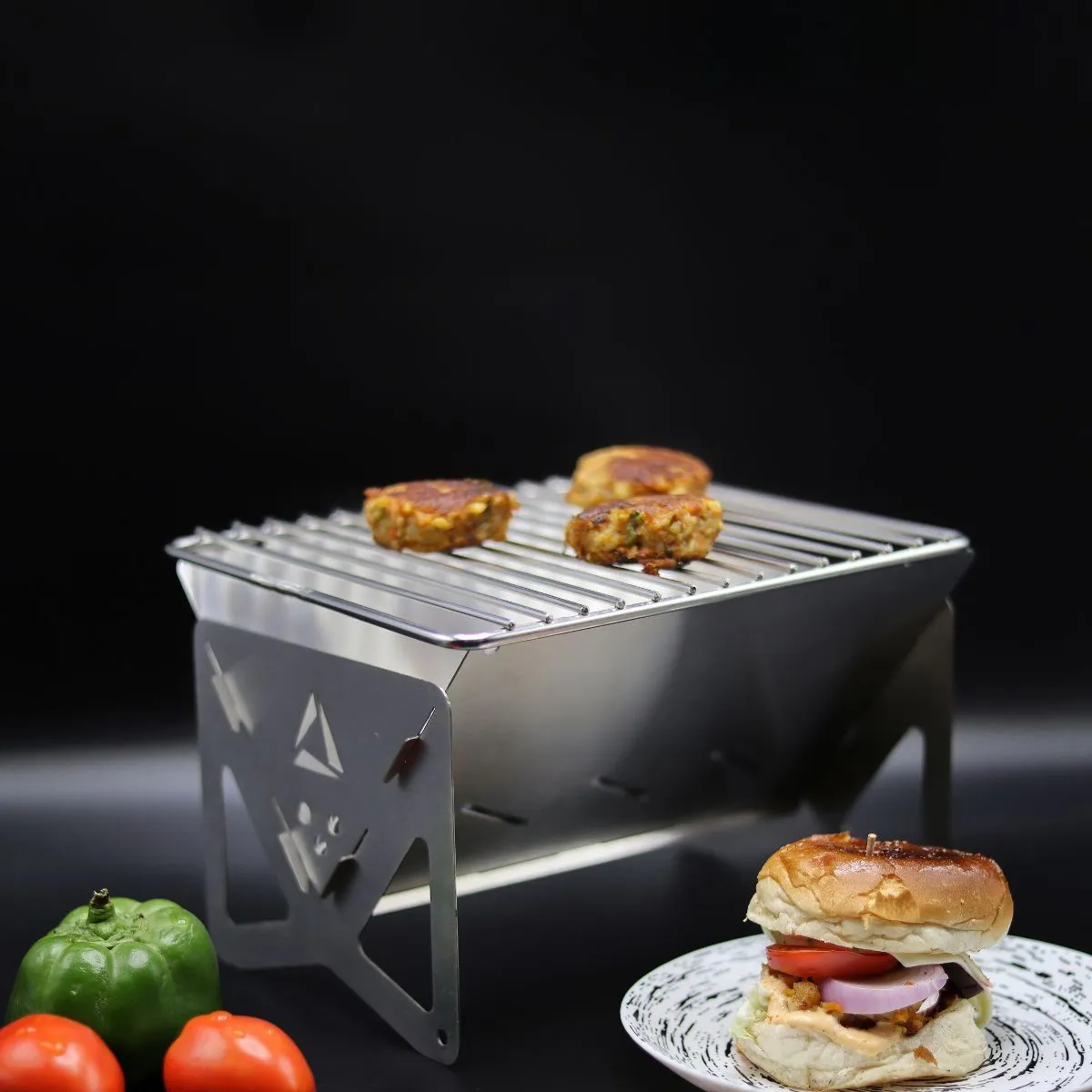 Flatpack BBQ Grill - Stainless Steel Mini Portable BBQ Grill - Wood Burning Camping Grill - Foldable Barbeque Tandoor