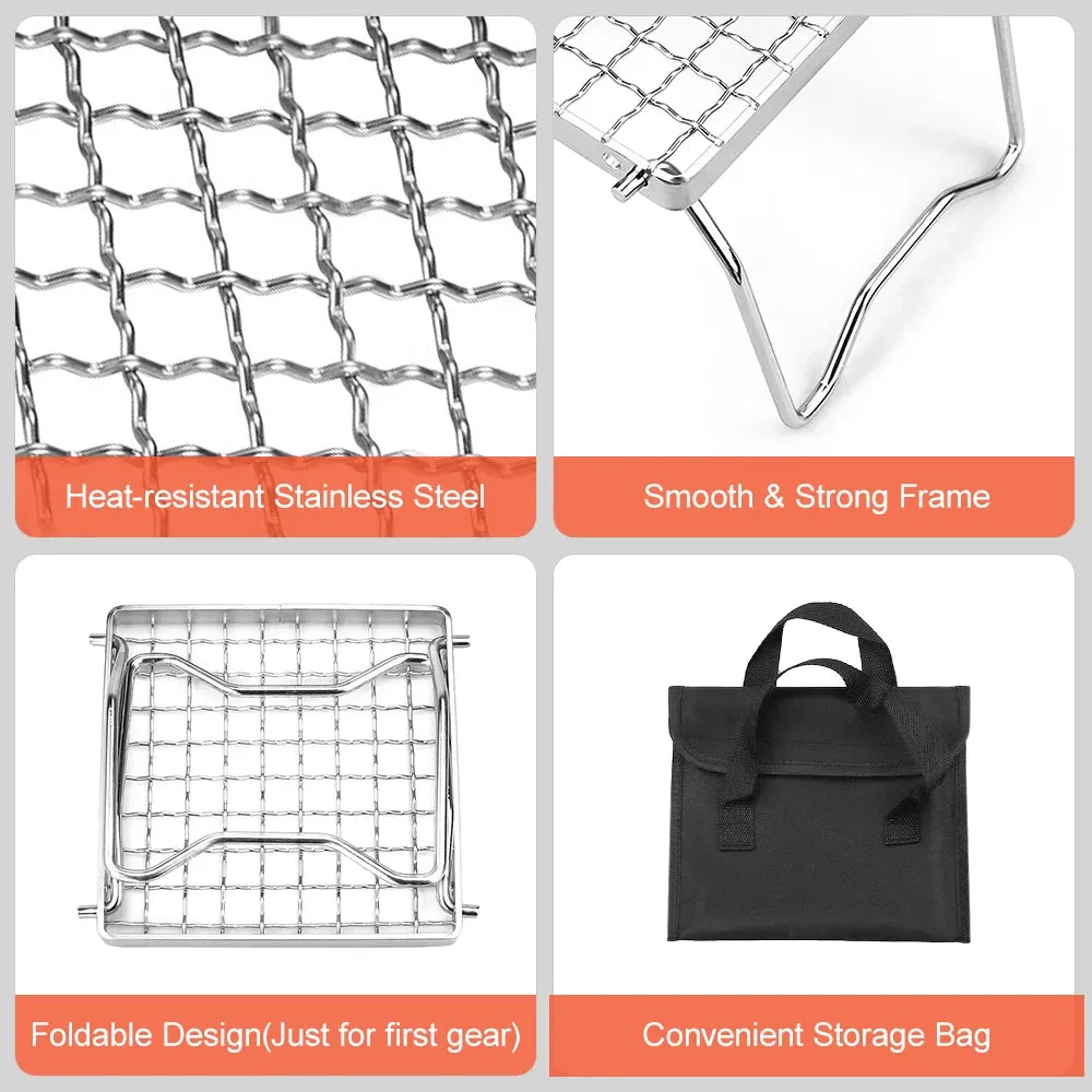 Folding Stove Stand Mini Stainless Steel Grill Barbecue Grill BBQ Net Ultralight Rack for Outdoor Camping Survival Eequipment