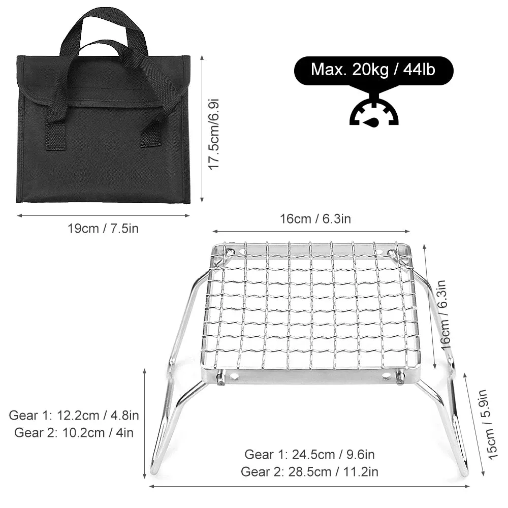 Folding Stove Stand Mini Stainless Steel Grill Barbecue Grill BBQ Net Ultralight Rack for Outdoor Camping Survival Eequipment