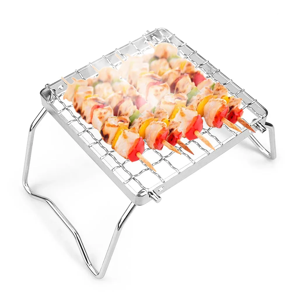 Folding Stove Stand Mini Stainless Steel Grill Barbecue Grill BBQ Net Ultralight Rack for Outdoor Camping Survival Eequipment