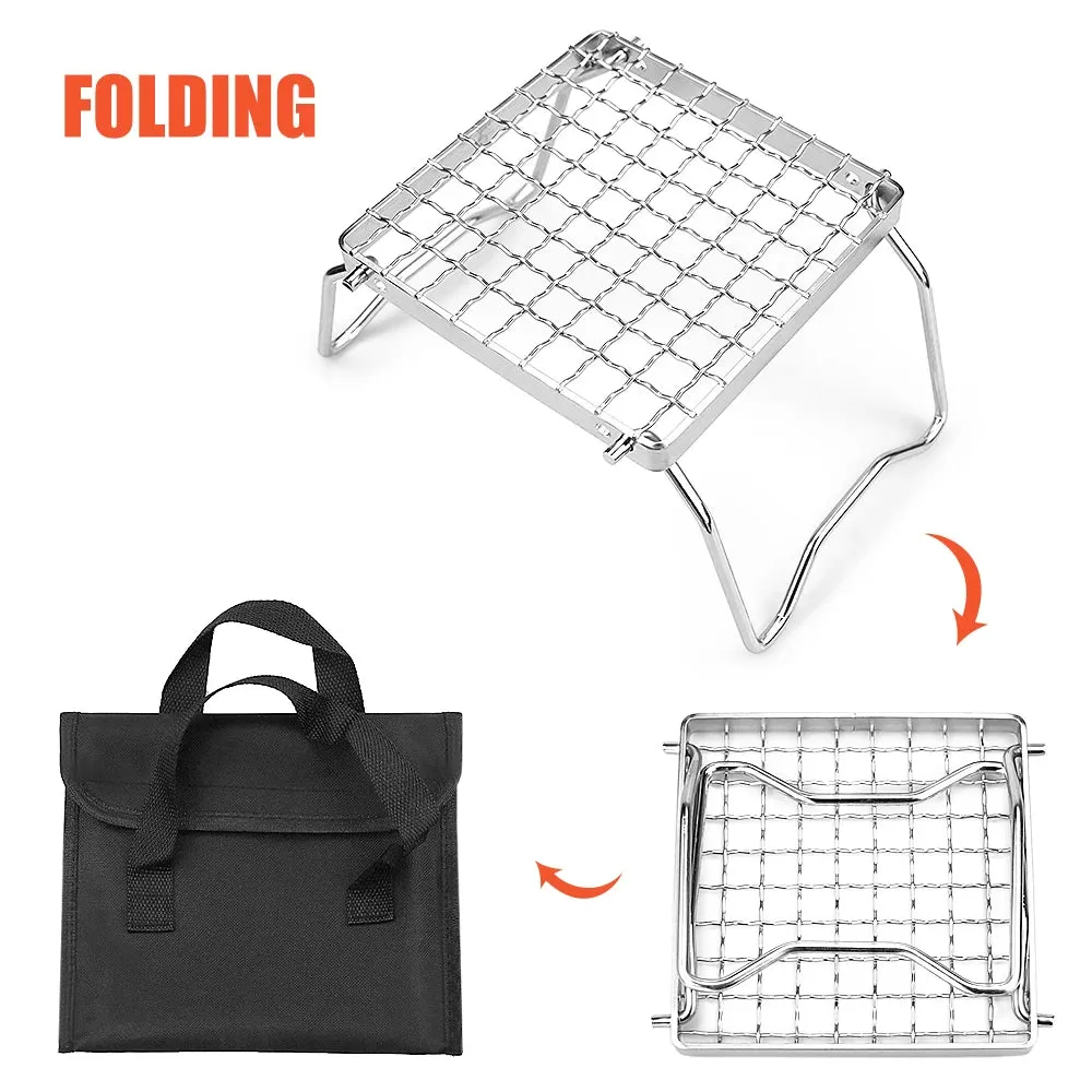 Folding Stove Stand Mini Stainless Steel Grill Barbecue Grill BBQ Net Ultralight Rack for Outdoor Camping Survival Eequipment
