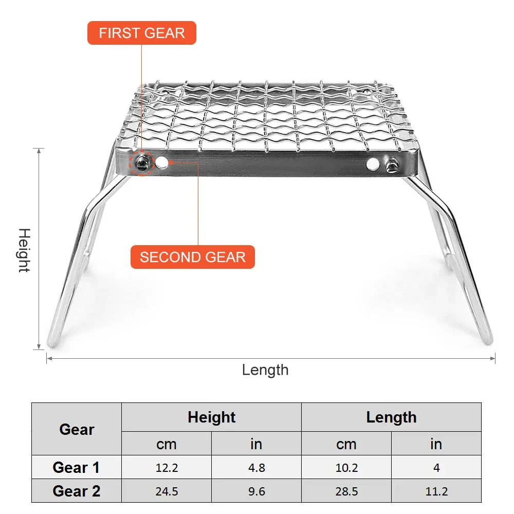 Folding Stove Stand Mini Stainless Steel Grill Barbecue Grill BBQ Net Ultralight Rack for Outdoor Camping Survival Eequipment