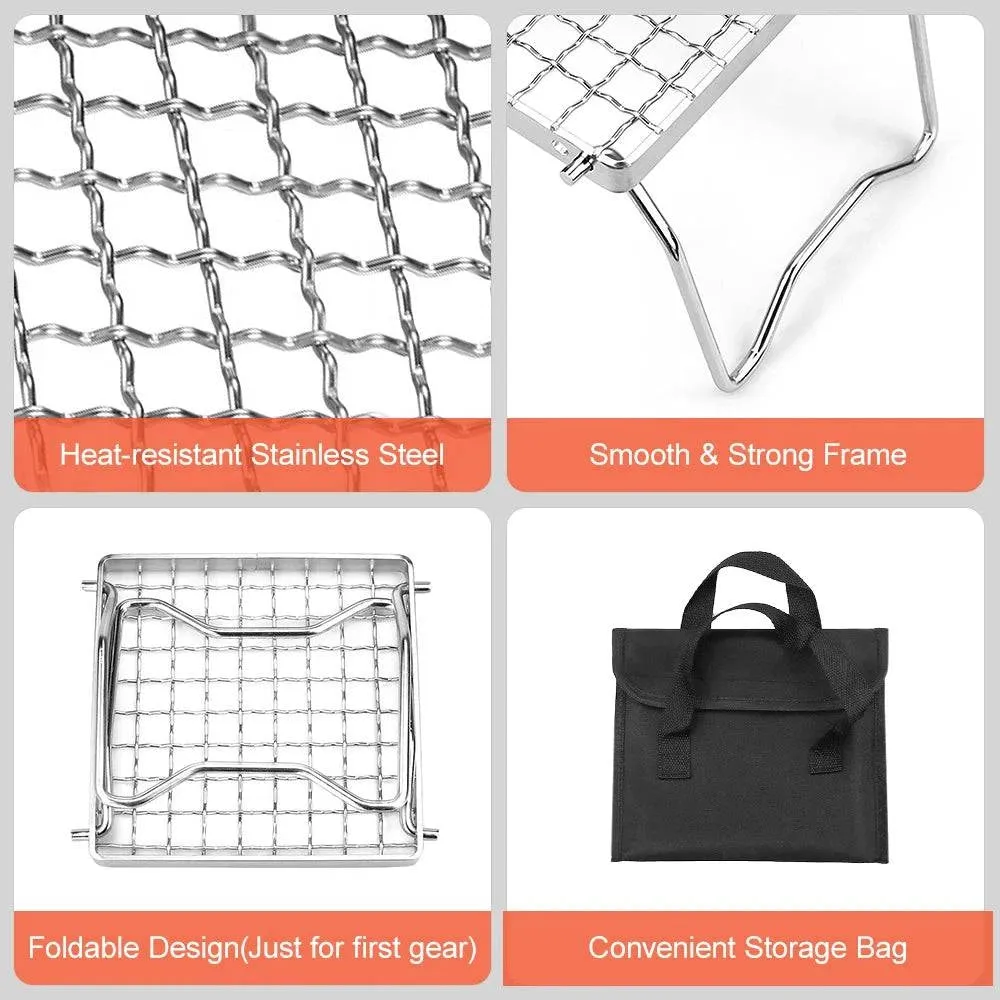 Folding Stove Stand Mini Stainless Steel Grill Barbecue Grill BBQ Net Ultralight Rack for Outdoor Camping Survival Eequipment