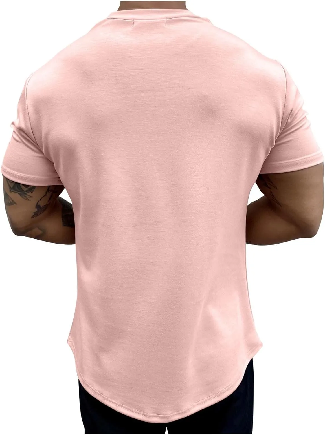 Generic Men's Sports T-Shirt Summer Fashion Solid Color Loose Casual Short Sleeves Round-Neck Workout Tees Shirts Tops