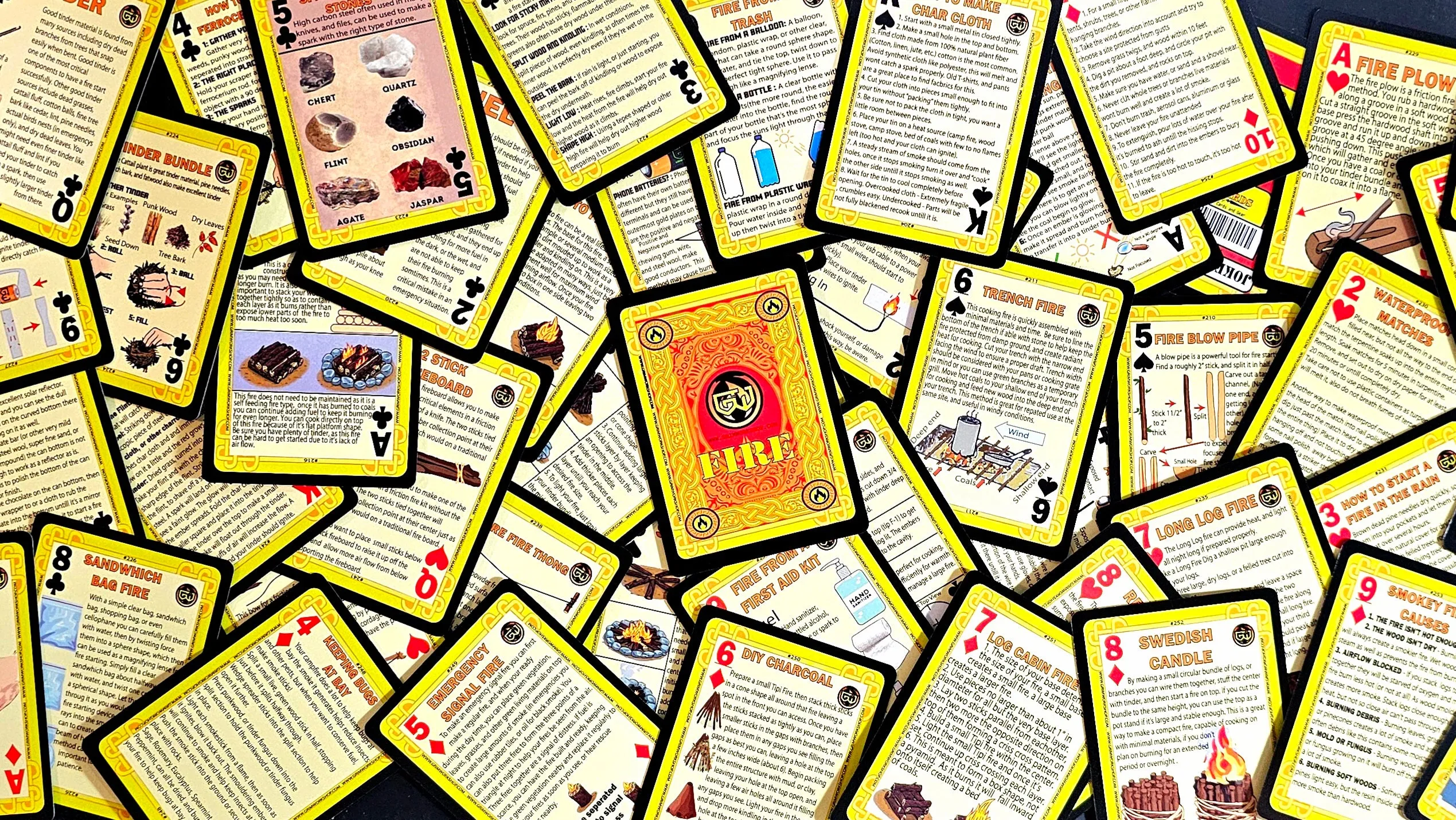 Grim Survival Playing Cards Fire Deck : 54 Fire Starting Tip Playing Cards