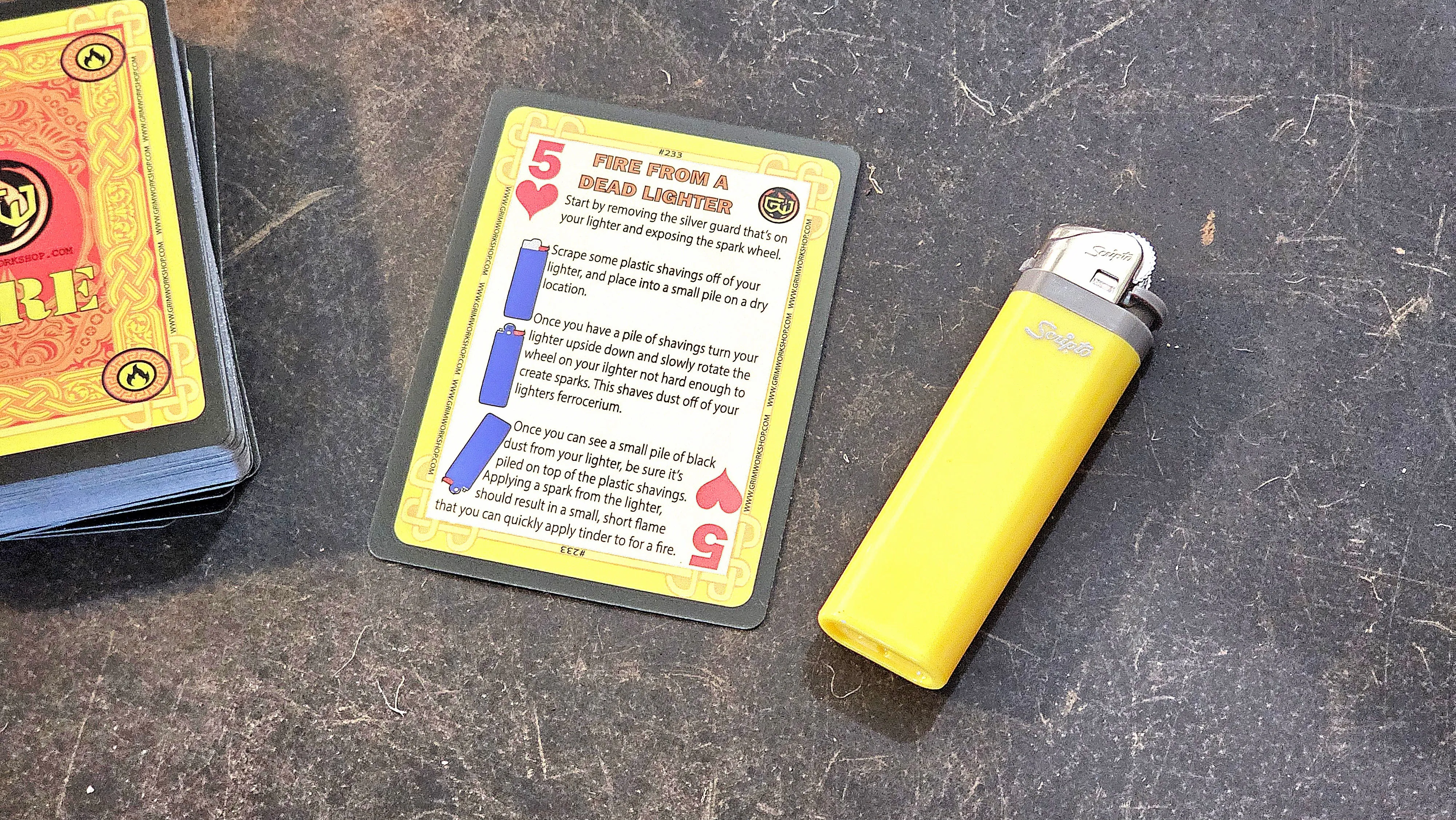 Grim Survival Playing Cards Fire Deck : 54 Fire Starting Tip Playing Cards