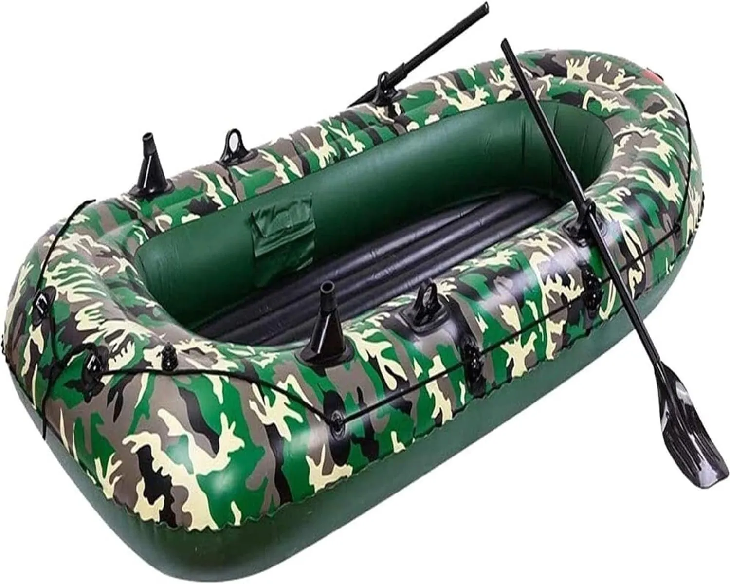 Heavy Duty Inflatable Boat for 2-4 Adults, PVC Fishing Kayak with Pump, Paddles & Repair Kit, Portable Raft for Water Sports & Rafting, 320kg Capacity