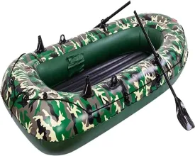 Heavy Duty Inflatable Boat for 2-4 Adults, PVC Fishing Kayak with Pump, Paddles & Repair Kit, Portable Raft for Water Sports & Rafting, 320kg Capacity