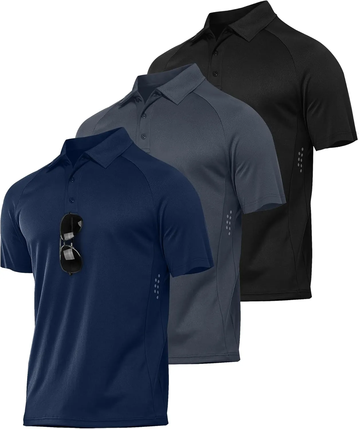JACKETOWN 3 Pack Mens Polo Shirts Short Sleeve Golf Shirt Performance Moisture-Wicking Athletic Casual Collared Shirts
