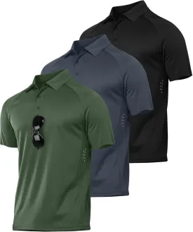 JACKETOWN 3 Pack Mens Polo Shirts Short Sleeve Golf Shirt Performance Moisture-Wicking Athletic Casual Collared Shirts