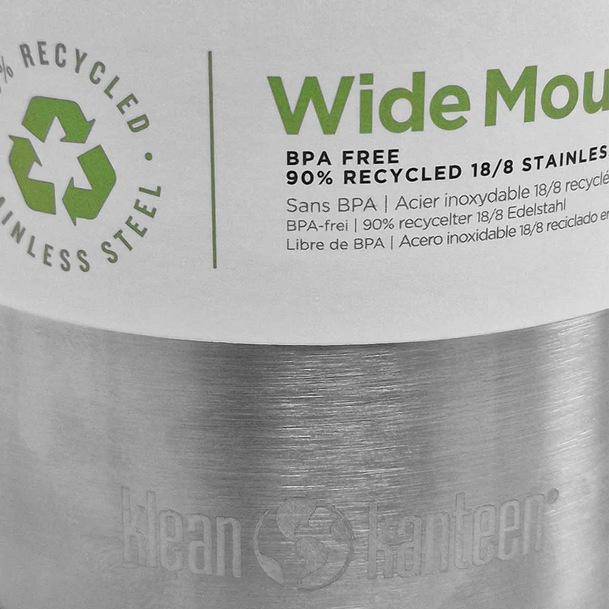 Klean Kanteen Wide Mouth Stainless Steel Water Bottle 1182ml