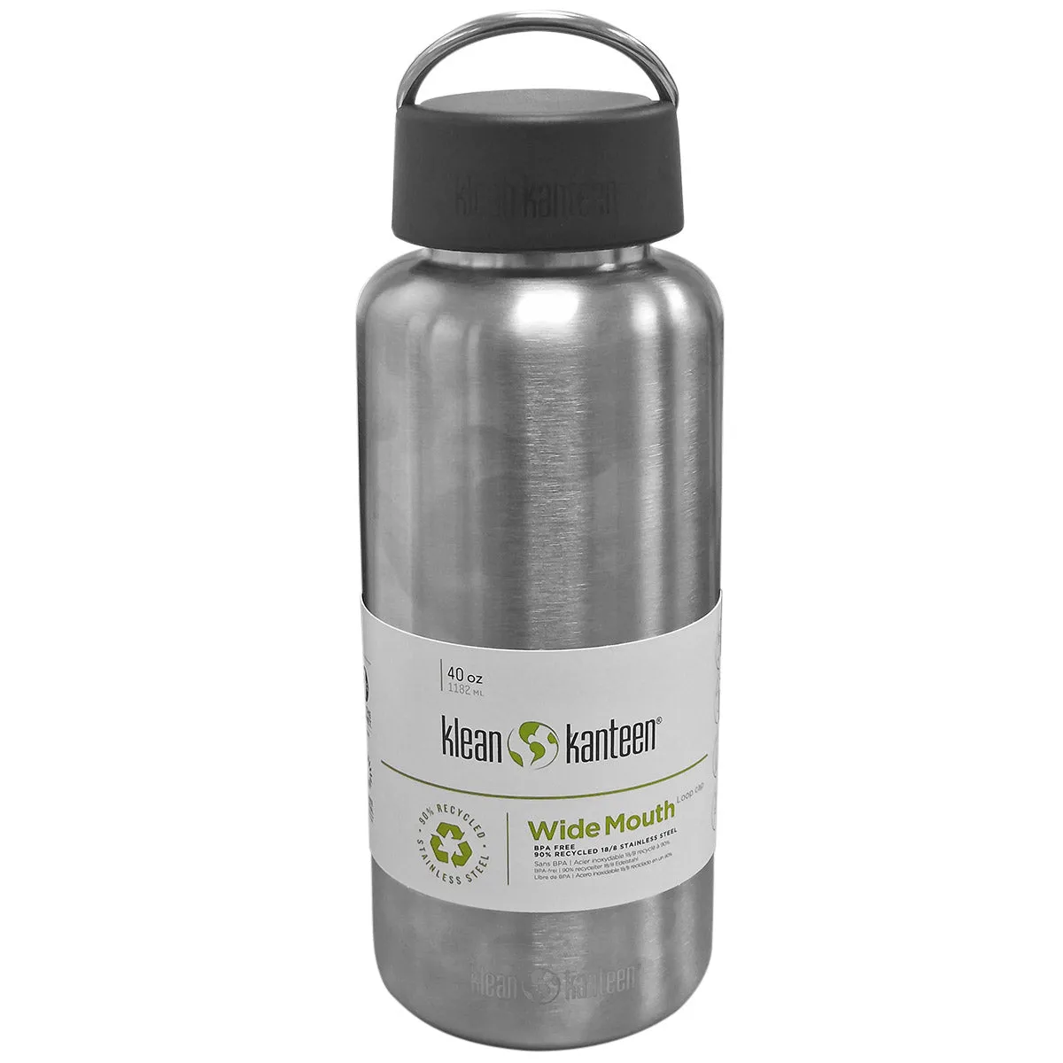 Klean Kanteen Wide Mouth Stainless Steel Water Bottle 1182ml