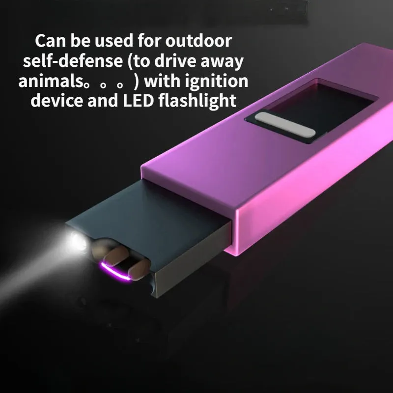 LED Aluminum Alloy Self Defense Flashlight Electric Flashlight USB Rechargeable Keychain Light Outdoor Camping Emergency Tool