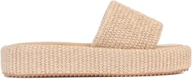 Monrovia Platform Sandals for Women, Wedge Espadrille Slides with Raffia Straw, Comfortable Brown Summer Sandals for Beach, Walking, Camping, Vacation