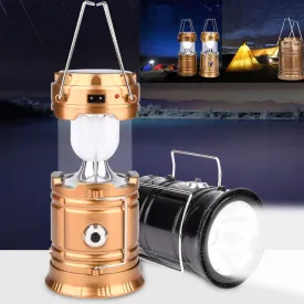Outdoor Camping Tent Lantern Flashlight Collapsible Emergency Light 6 LED Lamp Rechargeable Portable Solar USB Charging