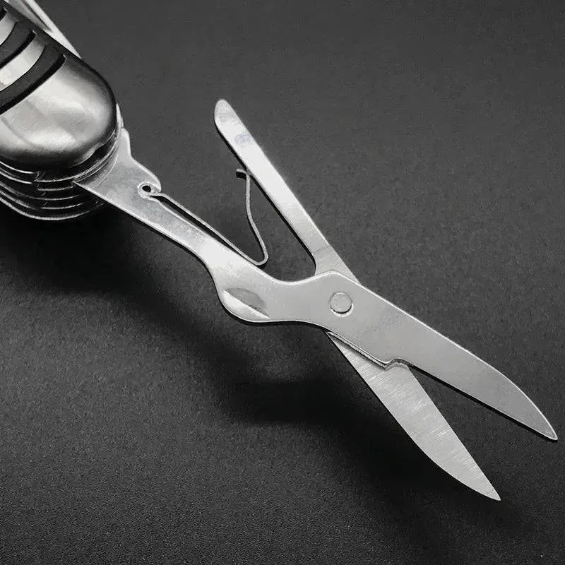 Portable 11 in 1 Fold Pocket Knife Carry Around Multifunction Outdoor Emergency Tools Stainless Steel Bottle Opener Cork Drill