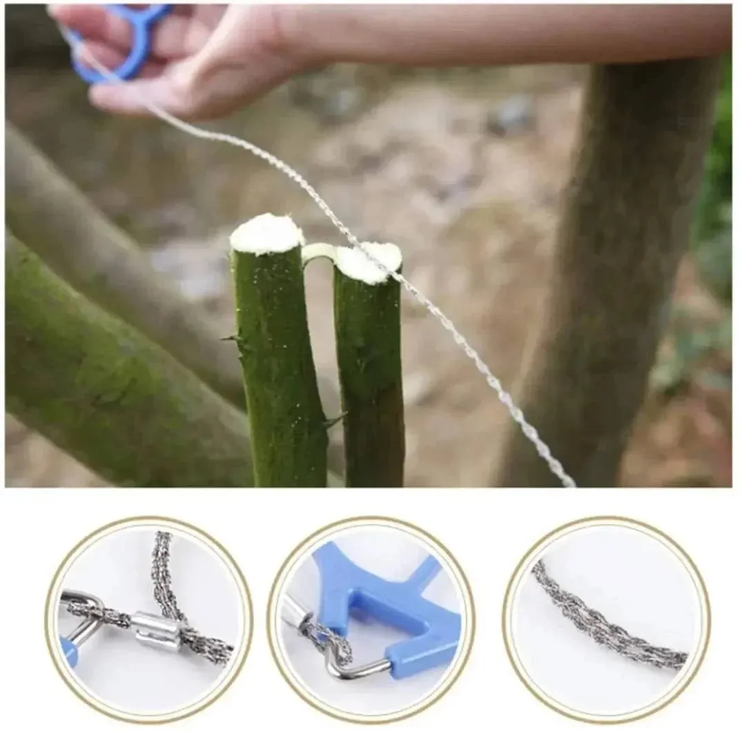 Portable Stainless Steel Wire Saw Universal Emergency 73cm Hand Chain Saw Cutter Hunting Camping Hiking Travel Survival Tool