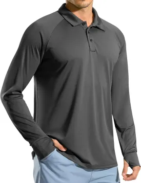 Pudolla Men's Long Sleeve Golf Polo Shirt UPF 50  Lightweight Sun Protection Cool SPF Hiking Shirts for Men