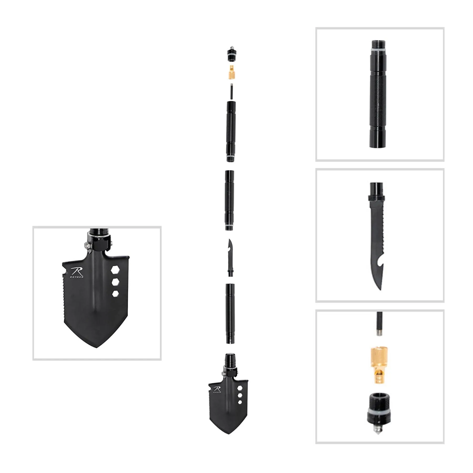 Rothco 8 in 1 Multi Tool Survival Shovel / Portable Camping Entrenching Tool   Stainless Steel