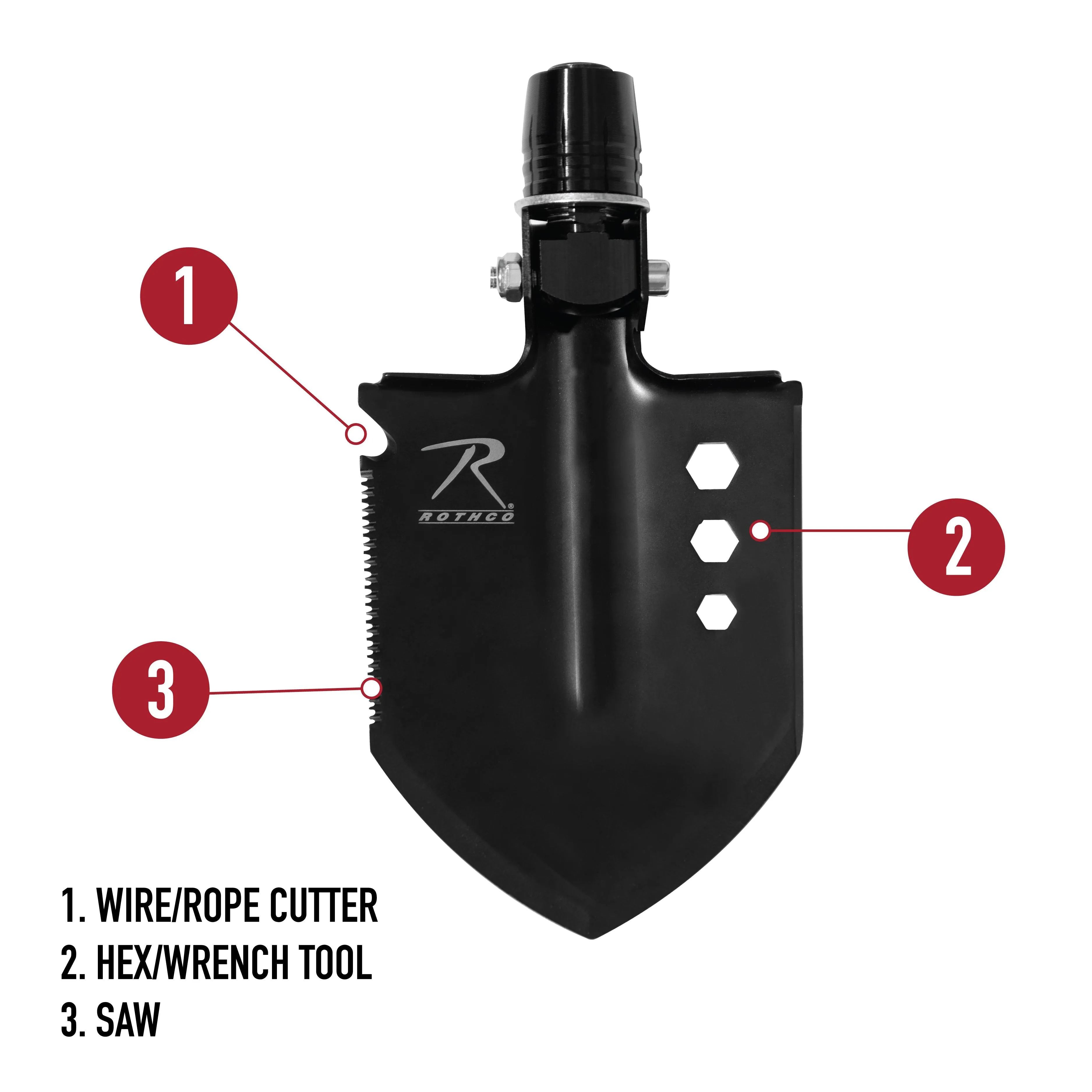 Rothco 8 in 1 Multi Tool Survival Shovel / Portable Camping Entrenching Tool   Stainless Steel