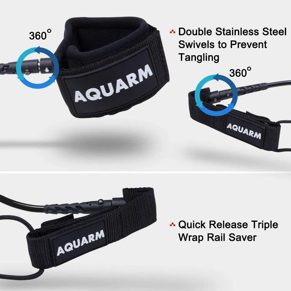Surfboard Leash 6/7/8/9 Feet, Straight Leg Rope Premium SUP Leashes for Shortboard, Longboard, Paddleboard, Surf Boards, Surf Leash with Double Stainless Steel Swivels