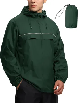 SWISSWELL Mens Waterproof Windbreaker Rain Jacket Lightweight Packable Raincoat with Hood for Golf Hiking Travel