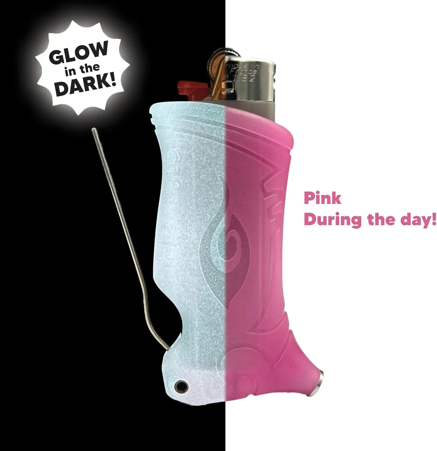 Toker Poker - Bic Lighter Sleeve Glow in The Dark - All Inclusive Tool for Camping and Other (Glow Pink)