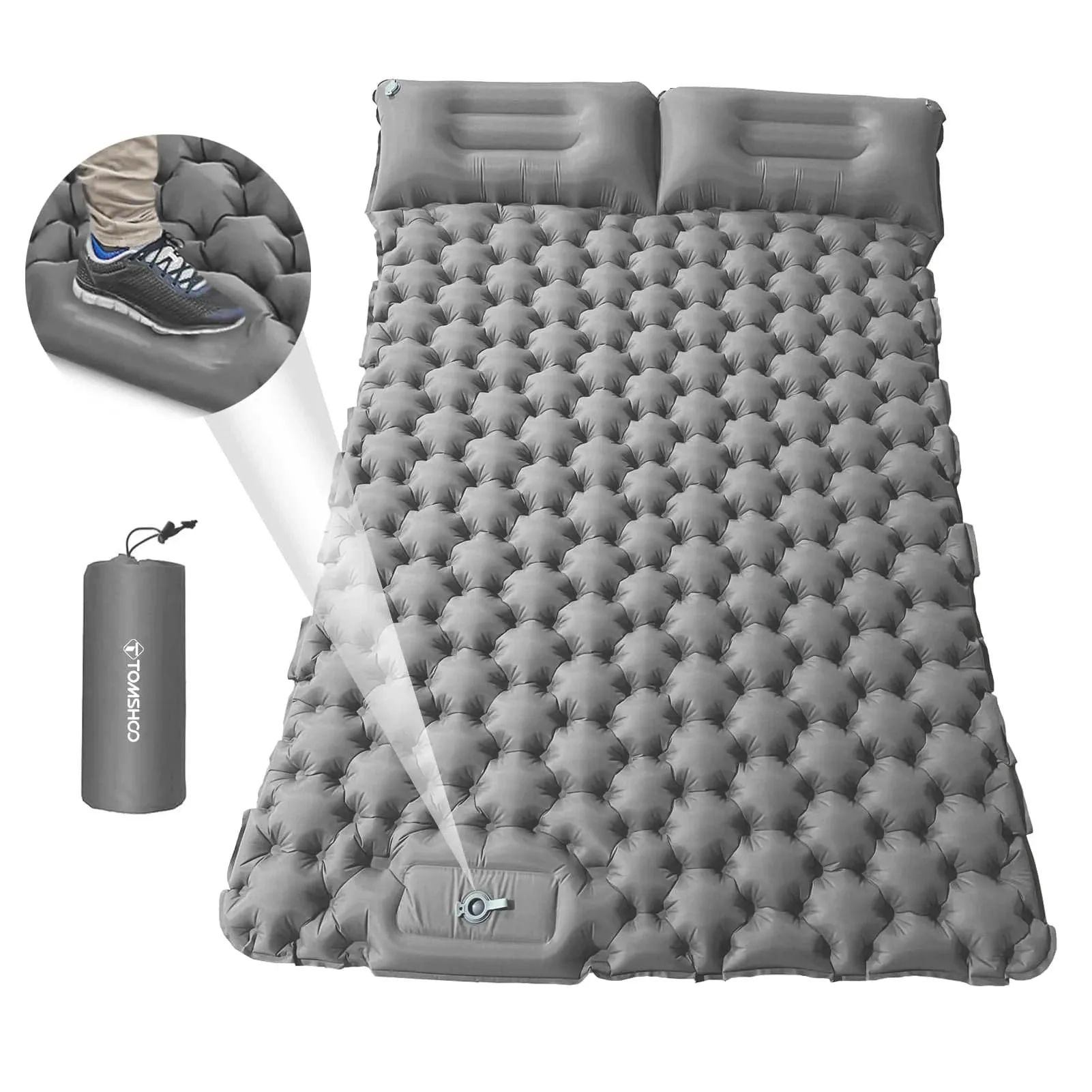Tomshoo Inflatable Mattress 2 Person Camping Mat with Air Pillow Portable Air Mattress Waterproof Backpacking Sleeping Pad