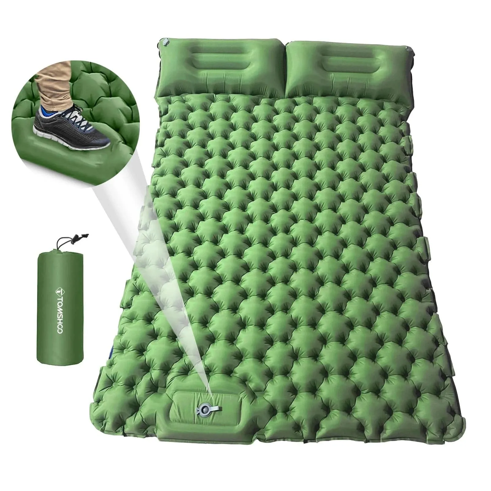 Tomshoo Inflatable Mattress 2 Person Camping Mat with Air Pillow Portable Air Mattress Waterproof Backpacking Sleeping Pad