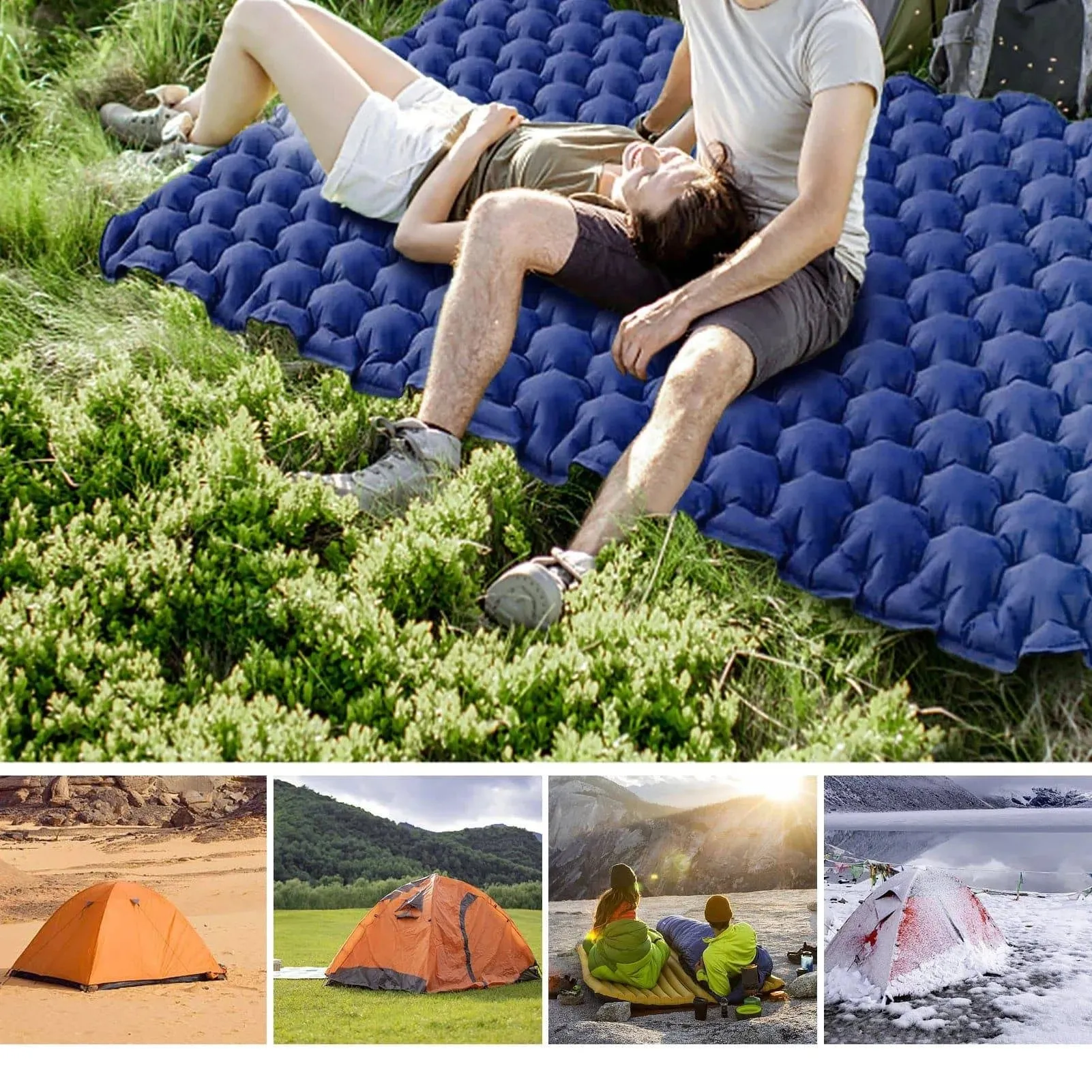 Tomshoo Inflatable Mattress 2 Person Camping Mat with Air Pillow Portable Air Mattress Waterproof Backpacking Sleeping Pad