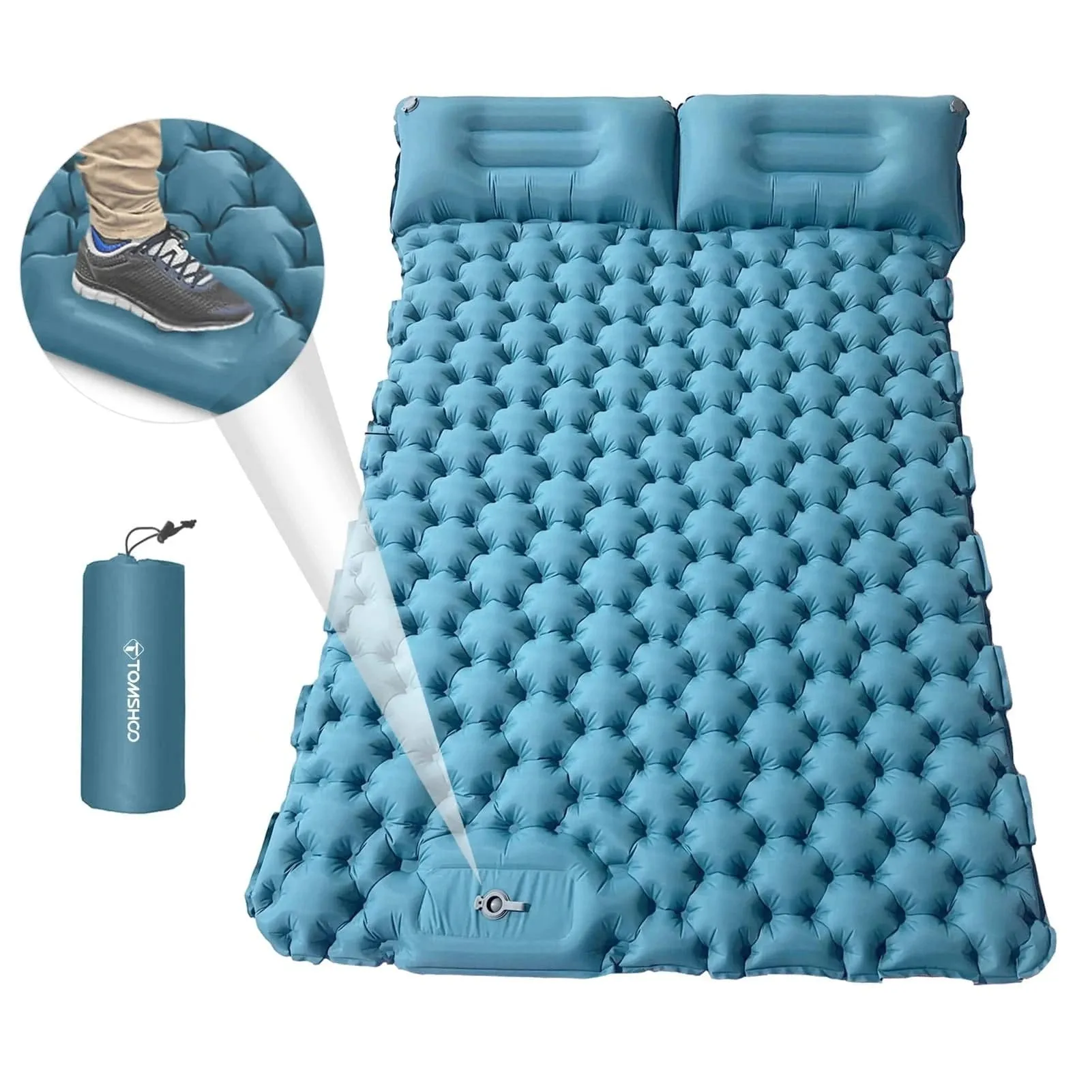 Tomshoo Inflatable Mattress 2 Person Camping Mat with Air Pillow Portable Air Mattress Waterproof Backpacking Sleeping Pad