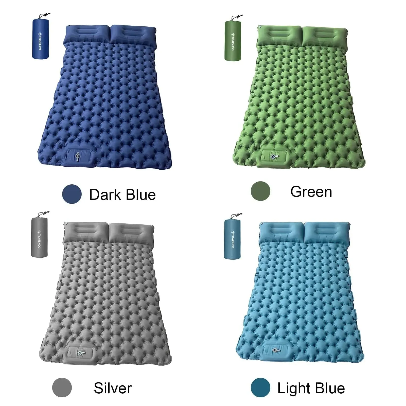 Tomshoo Inflatable Mattress 2 Person Camping Mat with Air Pillow Portable Air Mattress Waterproof Backpacking Sleeping Pad