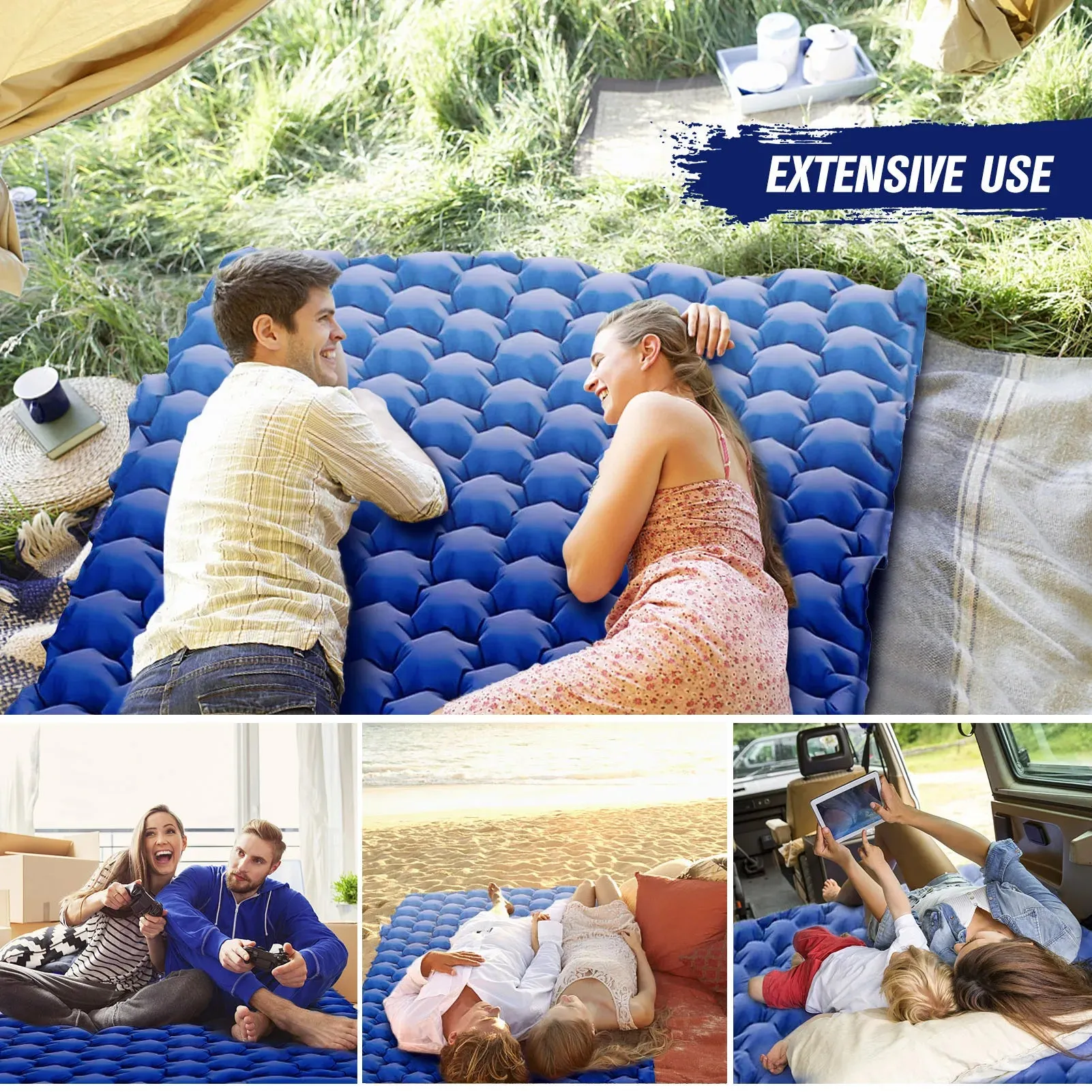 Tomshoo Inflatable Mattress 2 Person Camping Mat with Air Pillow Portable Air Mattress Waterproof Backpacking Sleeping Pad