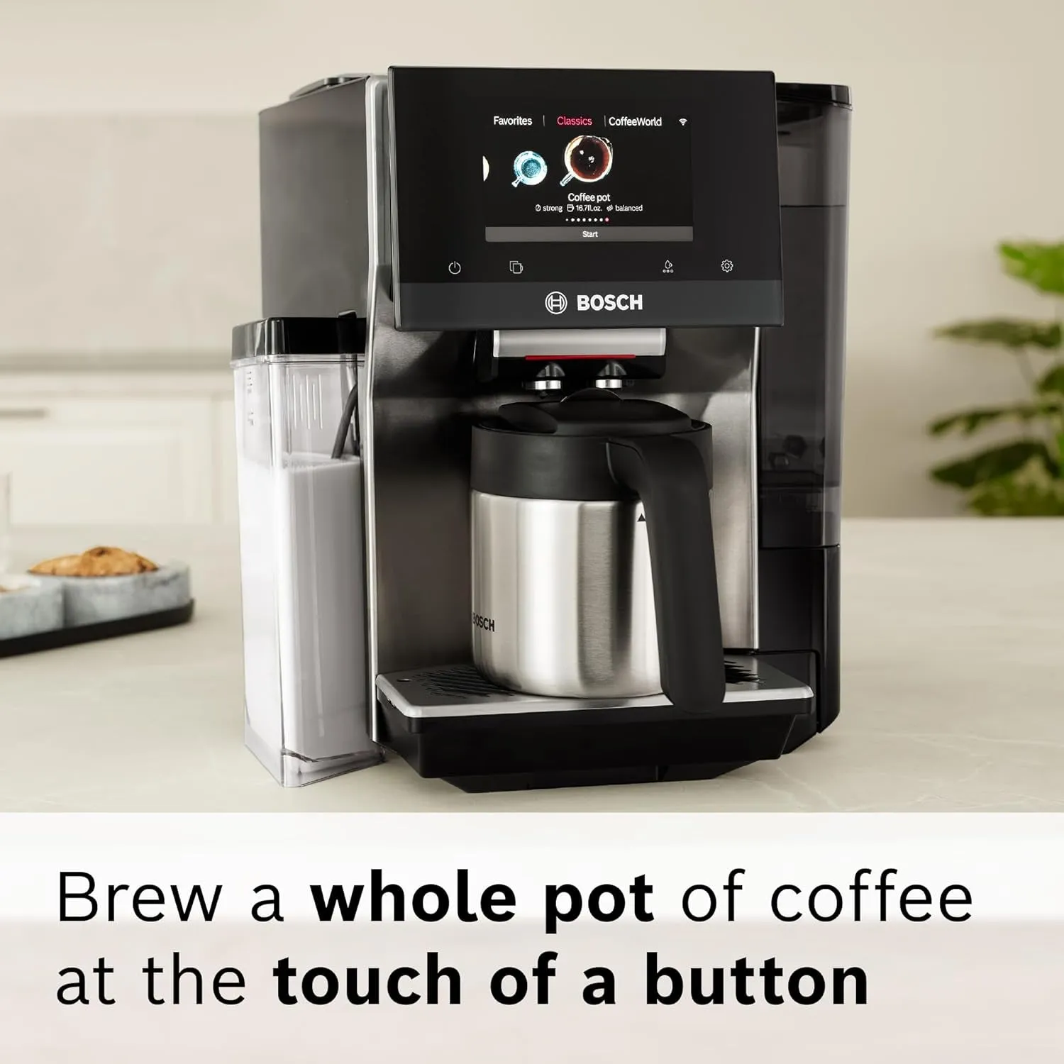 TQU60307 800 Series Verocafe Fully Automatic Espresso Machine with Home Connect, 36 Beverage Varieties with Coffee World, Double Cup, Integrated Milk
