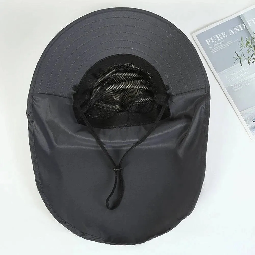 UV-Protection Hat Hiking Hat with Removable Mesh Face Neck Flap Cover Fishing Cap for Man Women