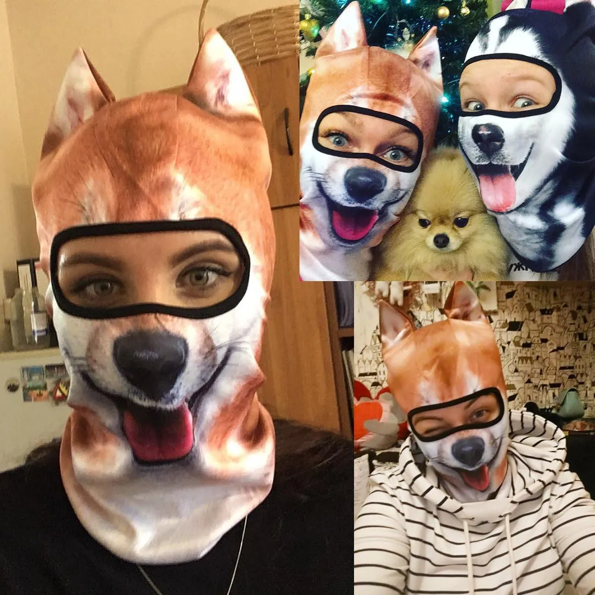 WTACTFUL 3D Stand Ears Animal Balaclava Face Mask for Music Festivals, Raves, Ski, Halloween, Party Outdoor Activities