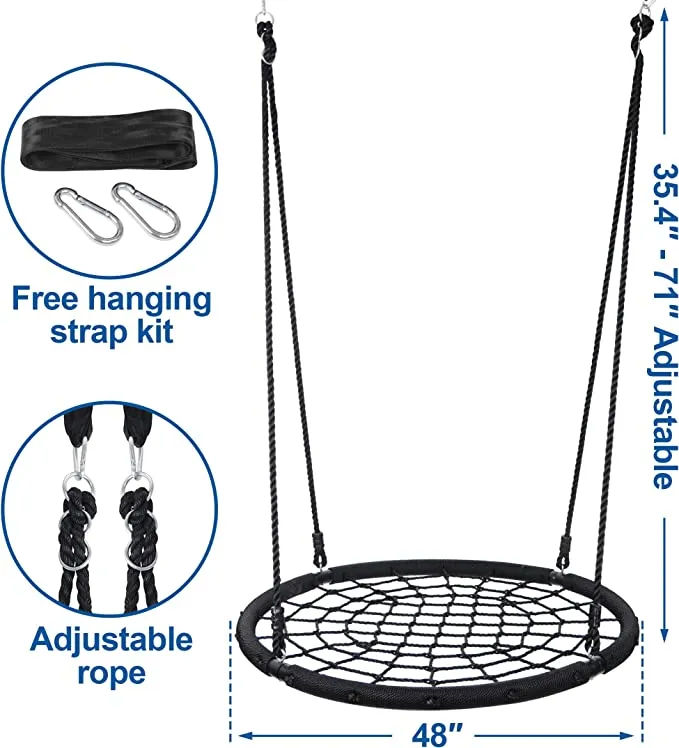 ZENY™ 48'' Kids Web Tree Swing Spide Net Swing with Adjustable Rope