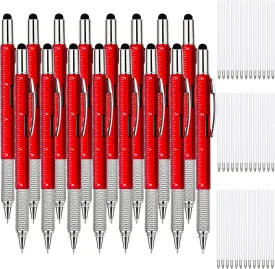 Zhanmai 16 Pieces 8 Pcs Gifts for Men Fathers Day Dad Gifts from Daughter Son Wife 6 in 1 Multitool Pen Set with Refills Screwdriver Ruler Levelgauge Birthday Graduation (Red)